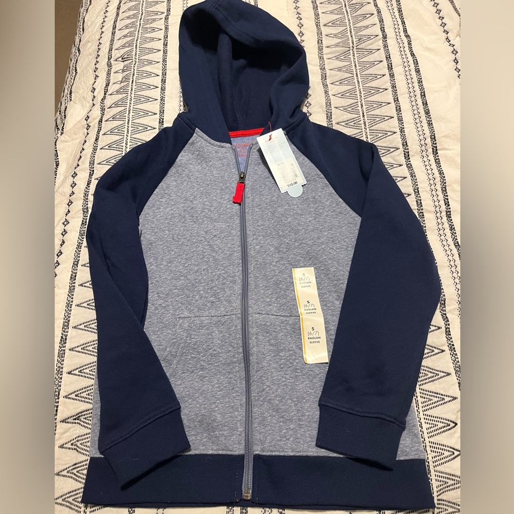 Cat & Jack Navy and light blue zip up hoodie. NWT